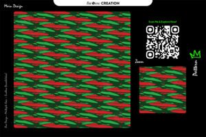 Crimson Jungle Drift Pattern – Red Green Seamless Abstract Surface Design
