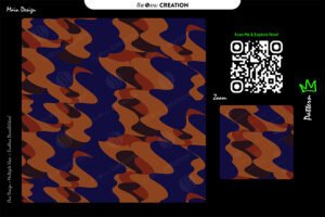 Midnight Ember Wave Pattern – Navy Blue & Burnt Orange Abstract Flow Design