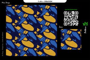 Midnight Gold Orbit Pattern – Blue Yellow Seamless Abstract Surface Design