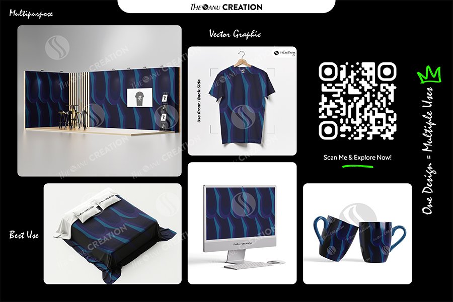 Deep Ocean Flow Pattern – Seamless Midnight Abstract Surface Design - Image 2