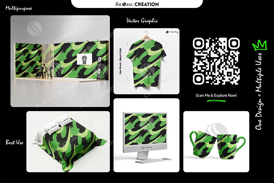 Dynamic Green Motion Pattern Design – Abstract Seamless Surface Flow Texture - Image 2