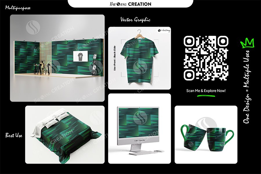 Emerald Velocity Flow Pattern – Seamless Motion Surface Design - Image 2