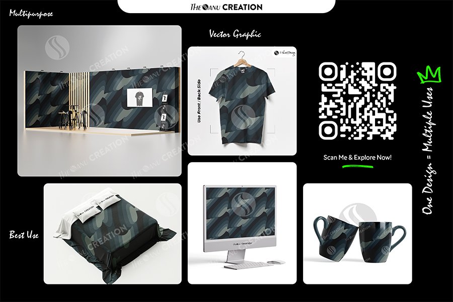 Midnight Shadow Flow Pattern – Seamless Dark Abstract Motion Surface Design - Image 2