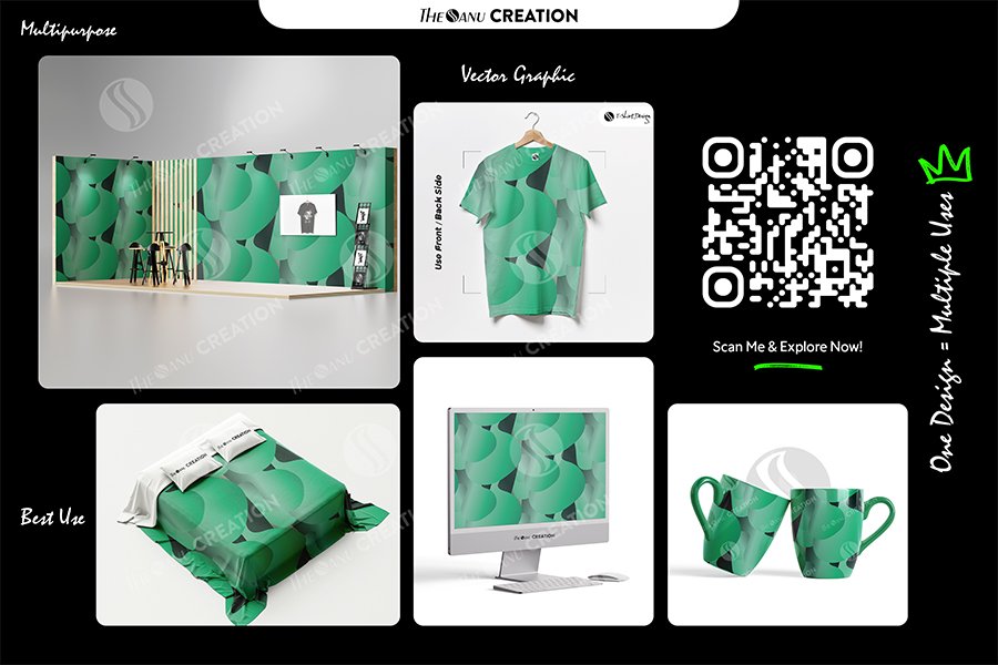 Mint Aura Organic Pattern – Seamless Gradient Surface Design - Image 2