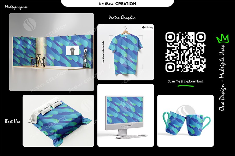 Ocean Drift Wave Pattern – Seamless Gradient Motion Surface Design - Image 2