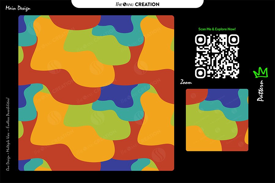 Vibrant Organic Mosaic Pattern Design – Modern Fluid Surface Composition