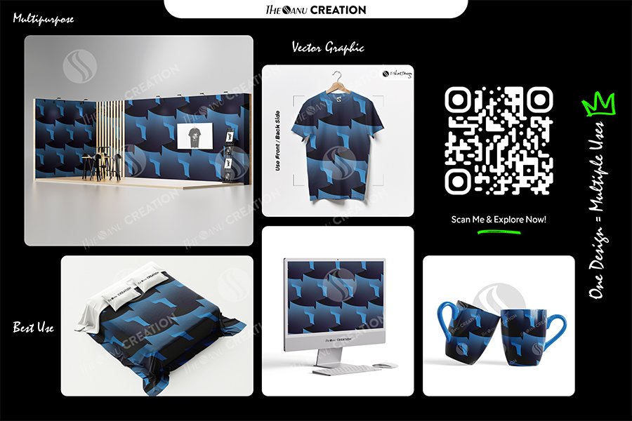 Midnight Azure Flow Pattern Design – Premium Contrast Gradient Surface System - Image 2