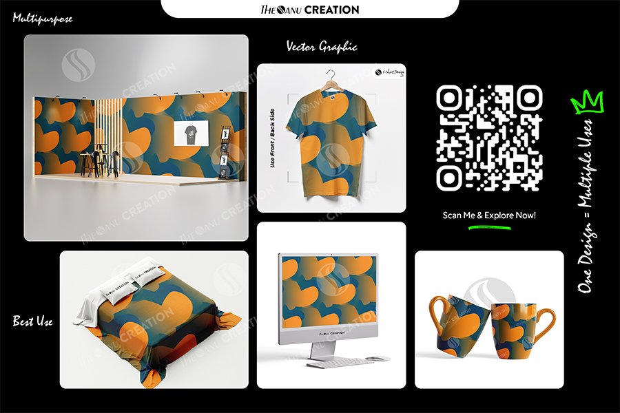 Tangerine Wave Flow Pattern Design – Premium Contrast Gradient Surface System - Image 2