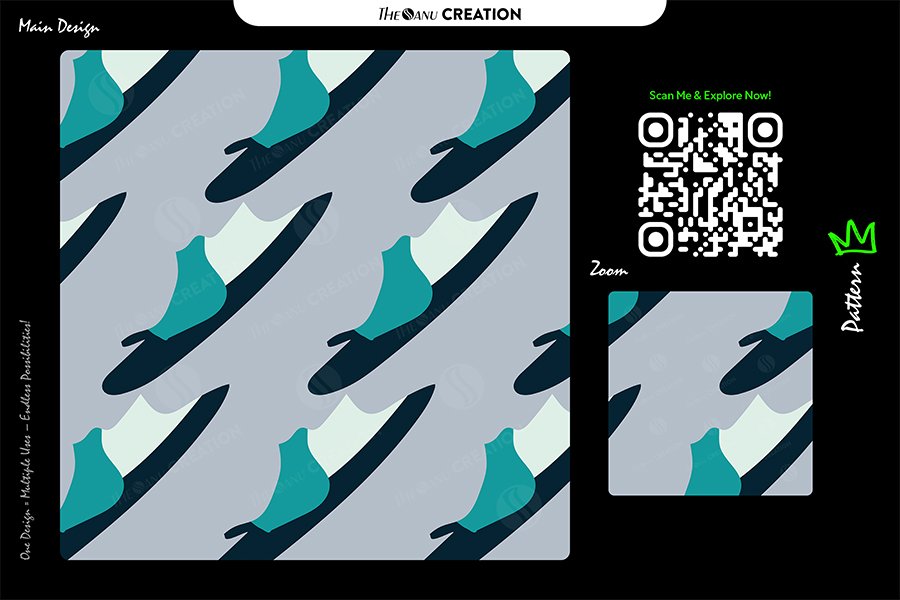 Arctic Teal Sweep Seamless Pattern for Textile & Surface Design