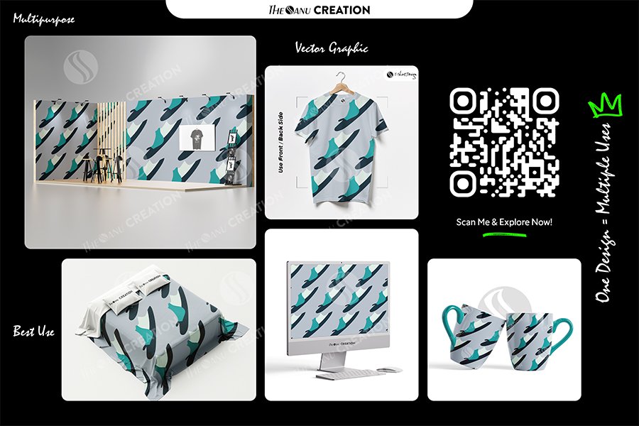 Arctic Teal Sweep Seamless Pattern for Textile & Surface Design - Image 2