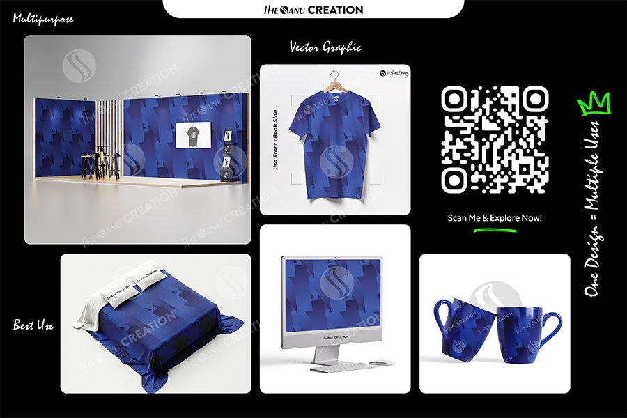 Cobalt Edge Flow Seamless Pattern for Textile & Surface Design - Image 2