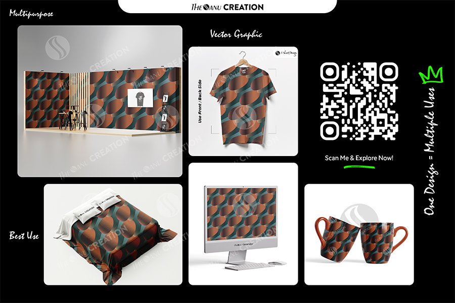 Copper Teal Flow Seamless Pattern for Textile & Surface Design - Image 2
