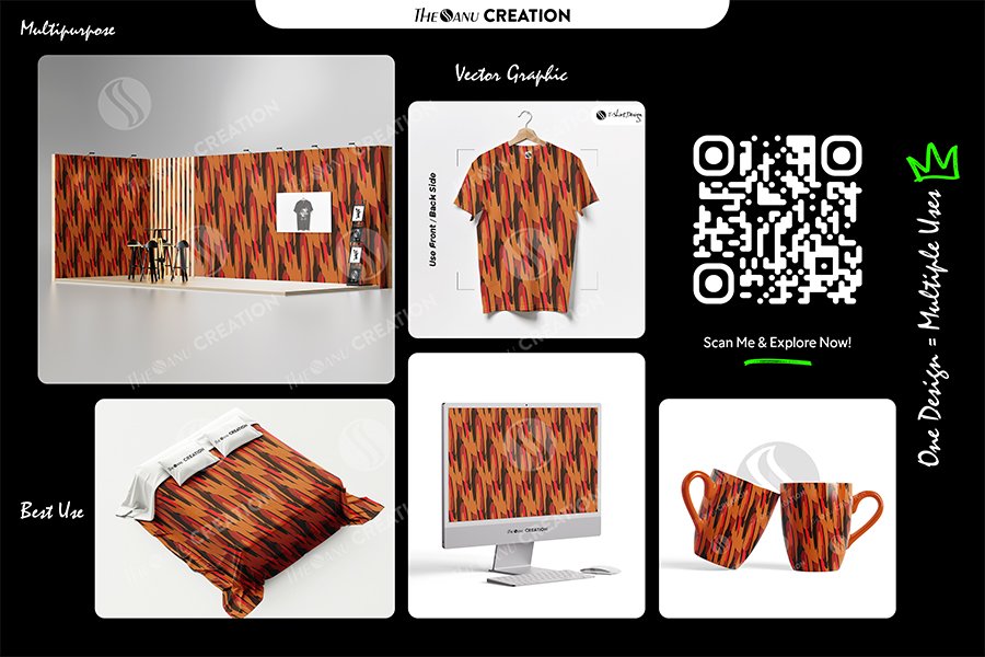 Ember Stroke Rhythm Seamless Pattern for Textile & Surface Design - Image 2