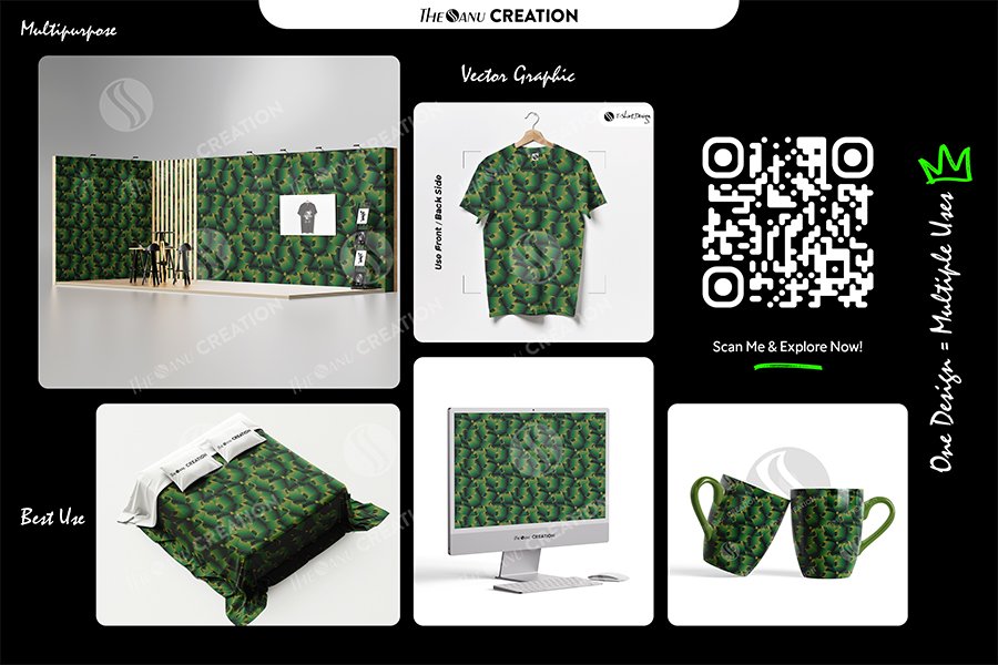 Emerald Fold Rhythm Seamless Pattern for Textile & Surface Design - Image 2