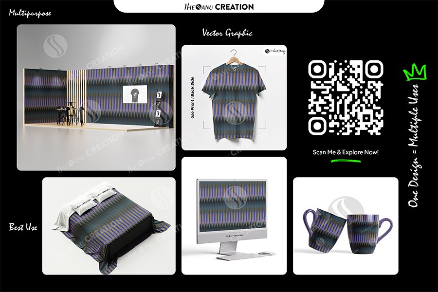 Indigo Bronze Vertical Rhythm Seamless Pattern for Textile & Surface Design - Image 2