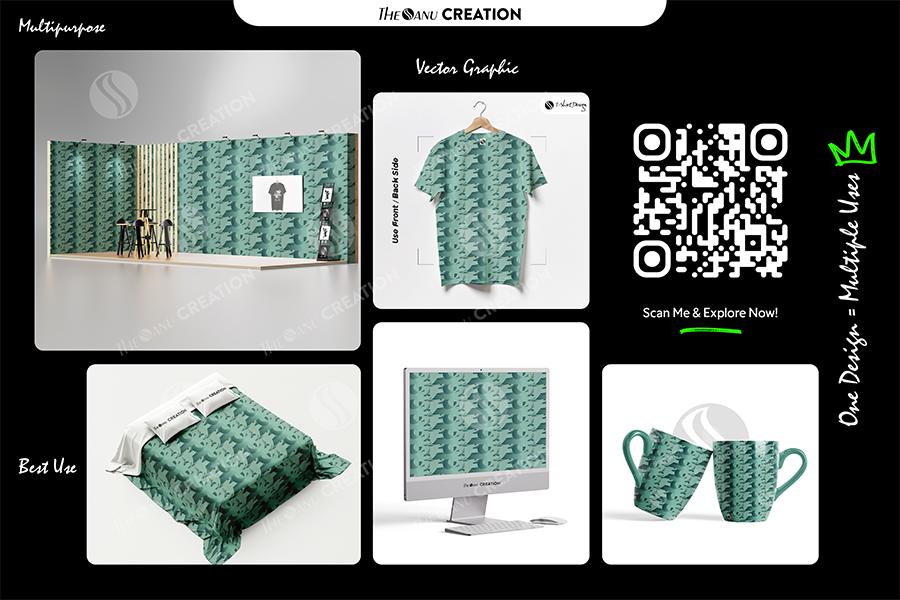 Mint Echo Motion Seamless Pattern for Textile & Surface Design - Image 2