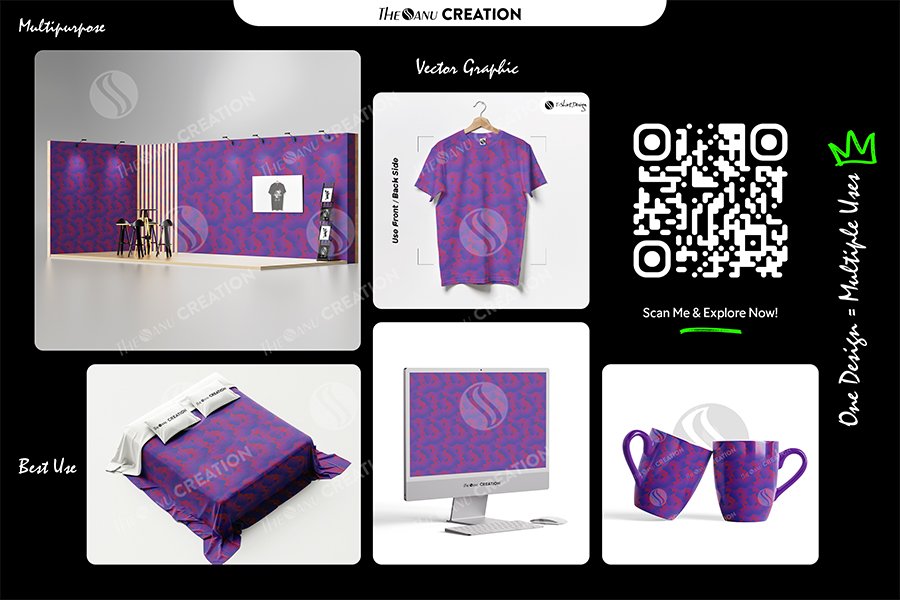 Violet Pulse Mosaic Seamless Pattern for Textile & Surface Design - Image 2