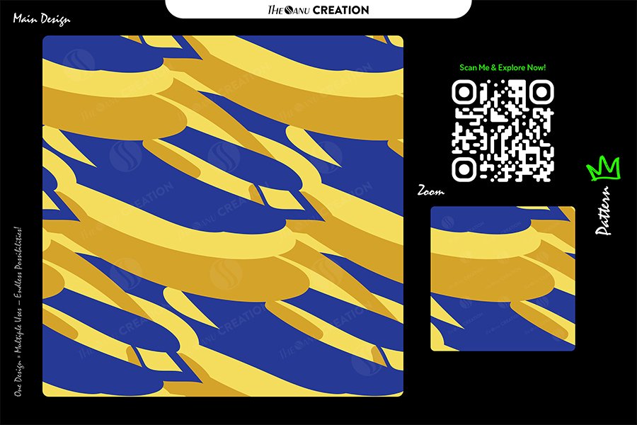 Golden Cobalt Sweep Seamless Pattern for Textile & Surface Design